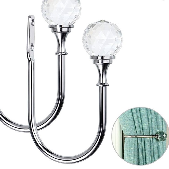 CURTAIN HOLDBACKS WITH CLEAR CRYSTAL BALL - Picture 3 of 9